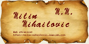 Milin Mihailović vizit kartica